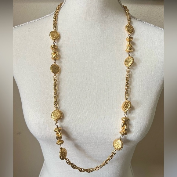 CHANEL Vintage Gold Mademoiselle Coco Station Necklace